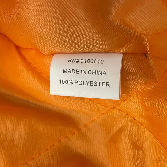 Hard Rock Guitar Company Quilted Bomber Jacket XXL | Navy Orange Nylon, Worn 1x - Picture 12 of 13